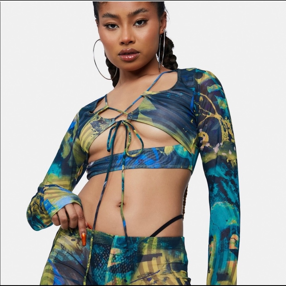 Jaded London Abstract Mesh Top